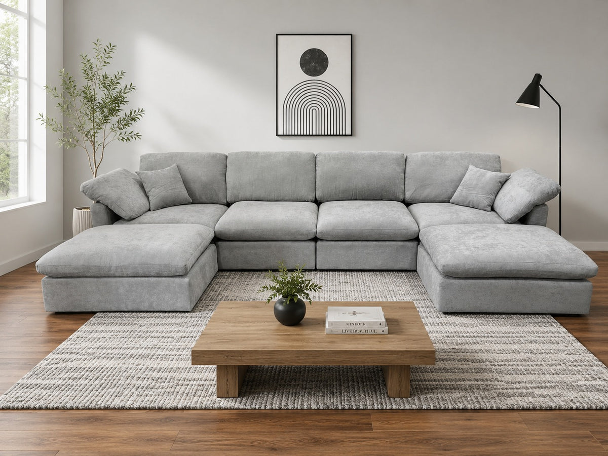 Nest | Light Grey | Sofa | 4pc + 2 Ottoman