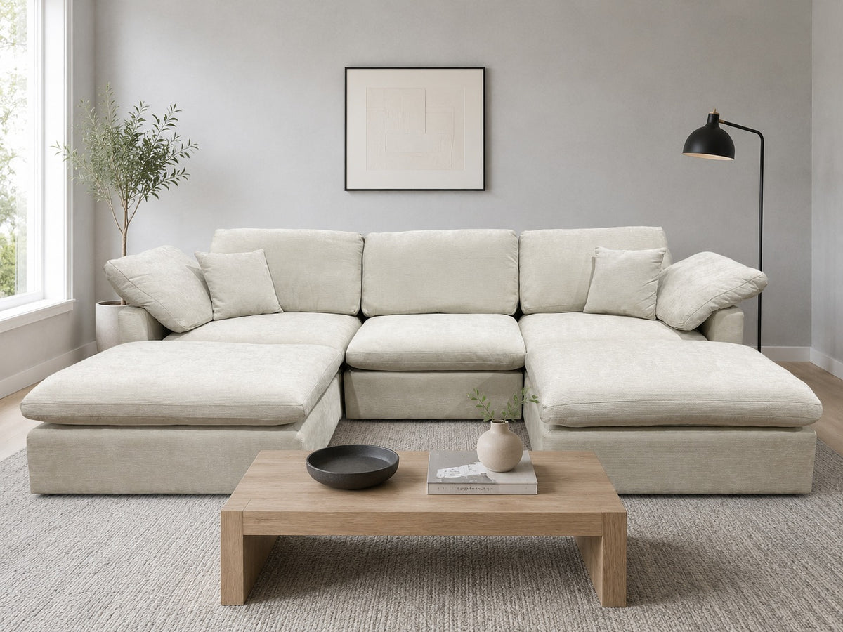 Nest | Cream | Sofa | 3pc + 2 Ottoman