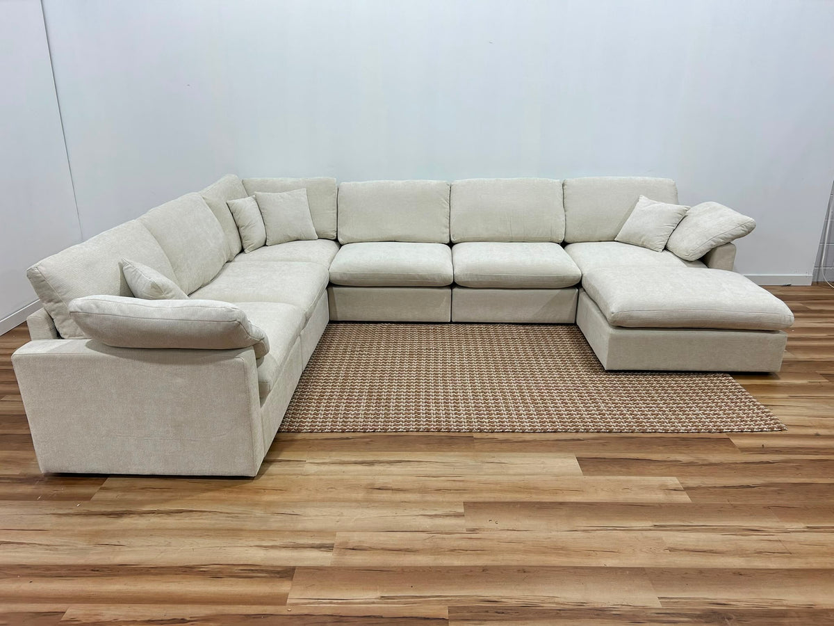Nest | Cream | Corner Sectional | 6pc Corner + Ottoman