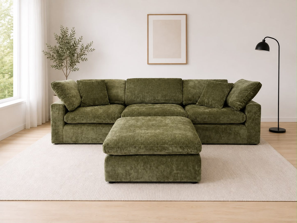 Snug Modular Sofa - Green - 3pc + Ottoman