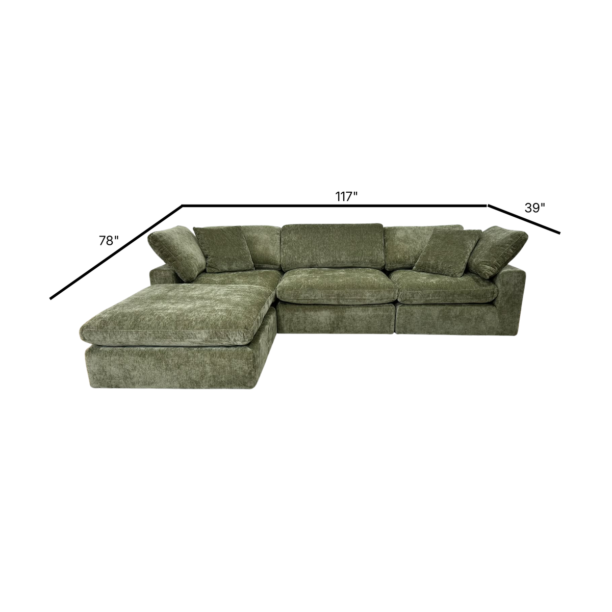 Snug Modular Sofa - Green - 3pc + Ottoman
