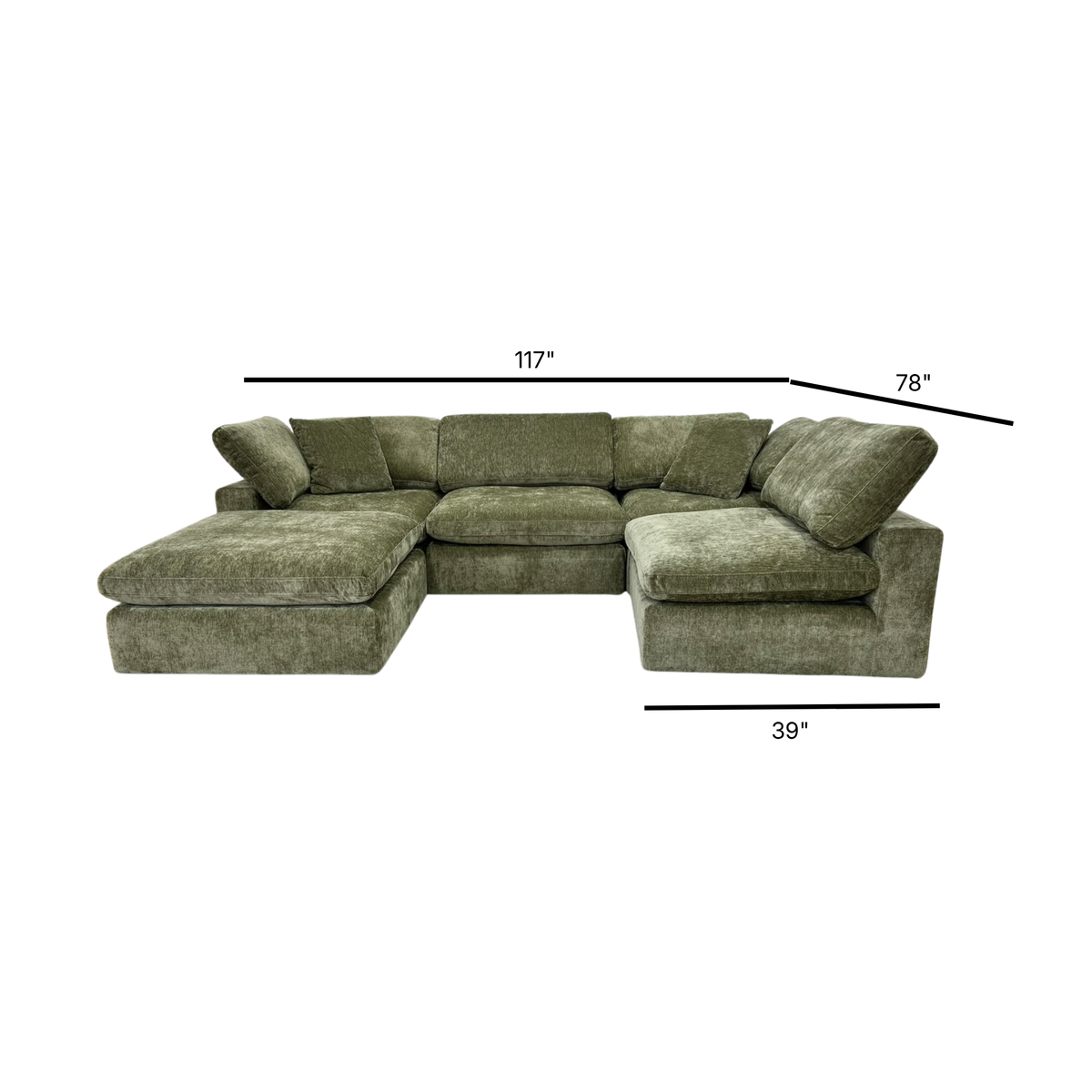 Snug Modular Sofa - Green - 4pc + Ottoman