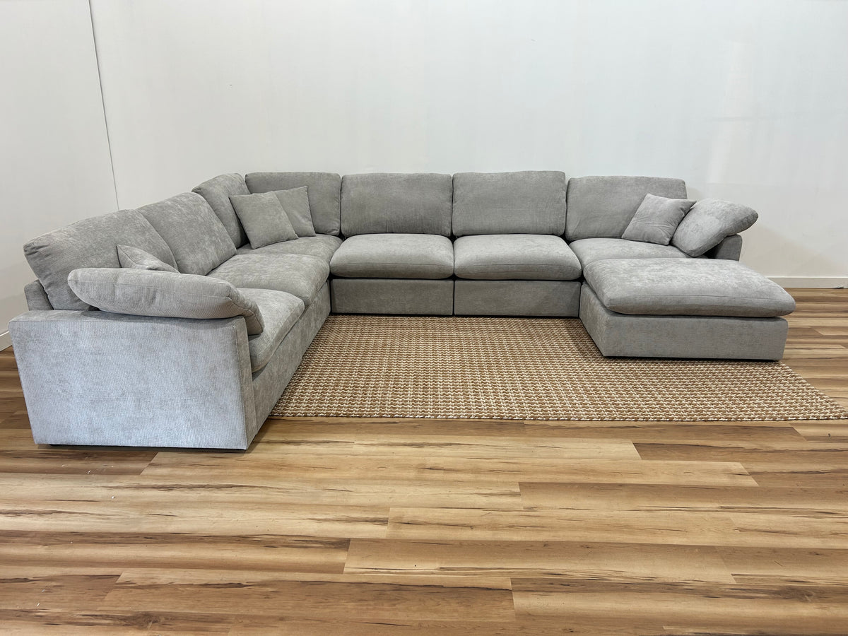 Nest | Light Grey | Corner Sectional | 6pc Corner + Ottoman