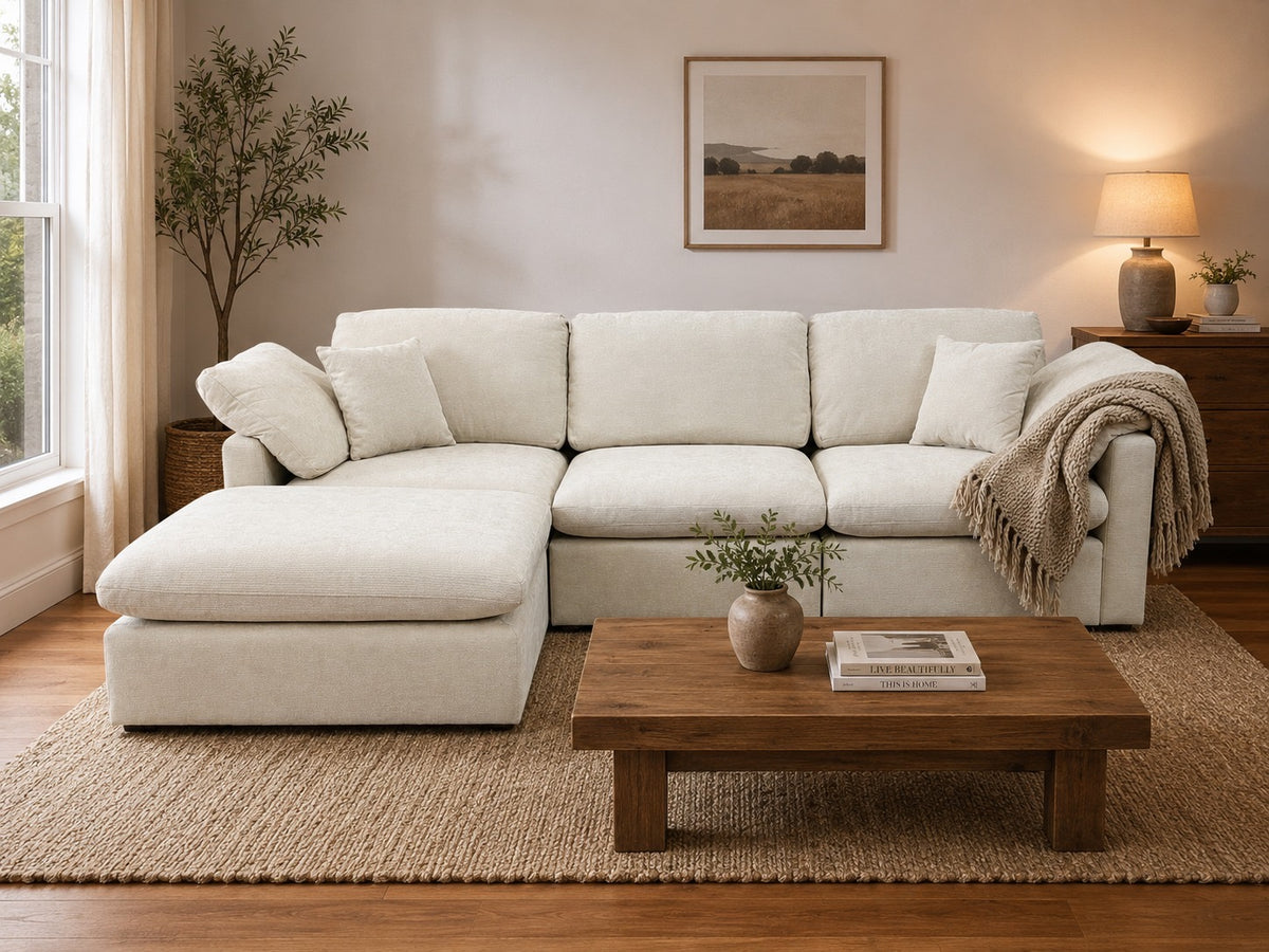 Nest | Cream | Sofa | 3pc + Ottoman