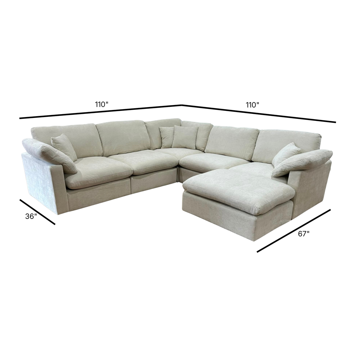 Nest | Cream | Corner Sectional | 5pc Corner + Ottoman