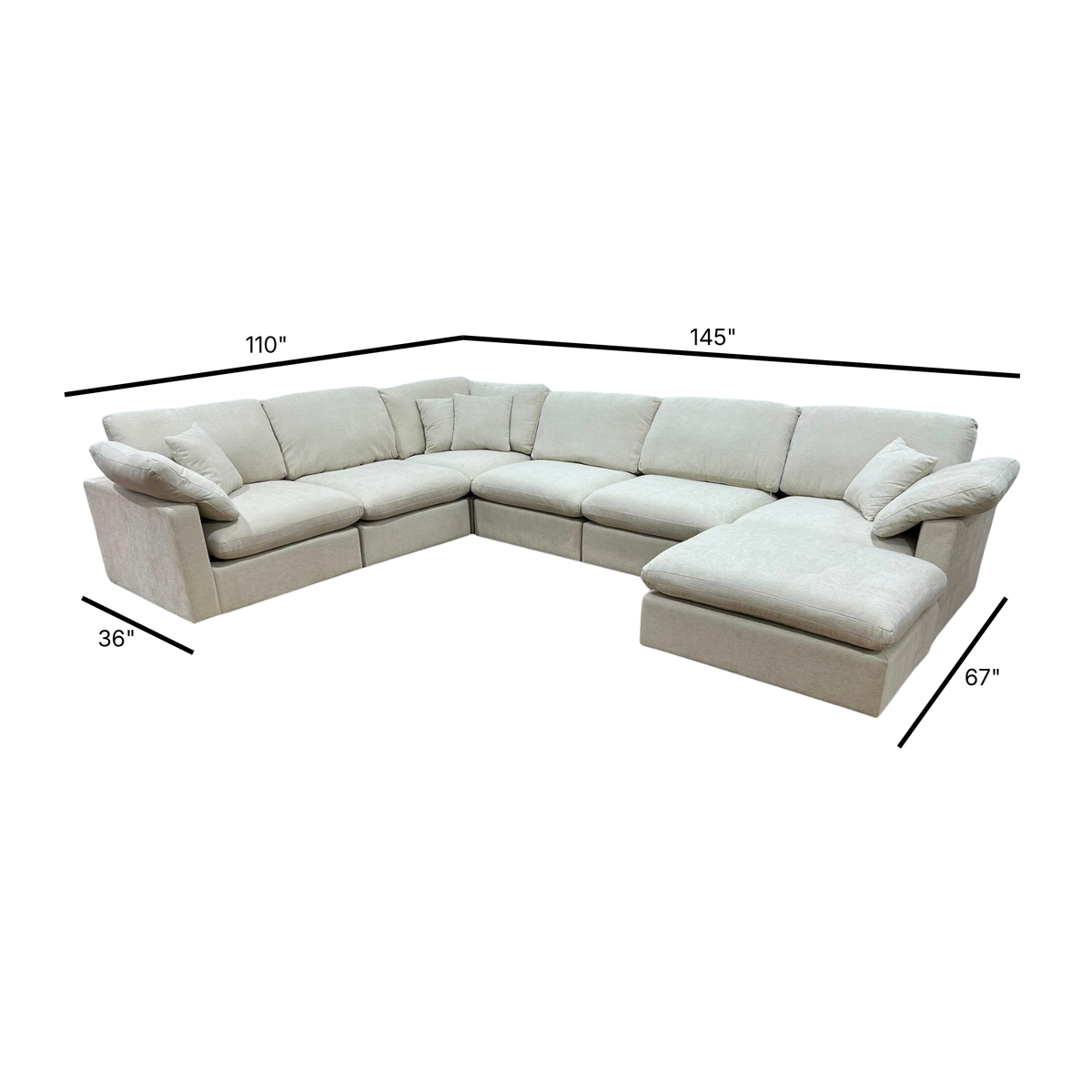 Nest | Cream | Corner Sectional | 6pc Corner + Ottoman