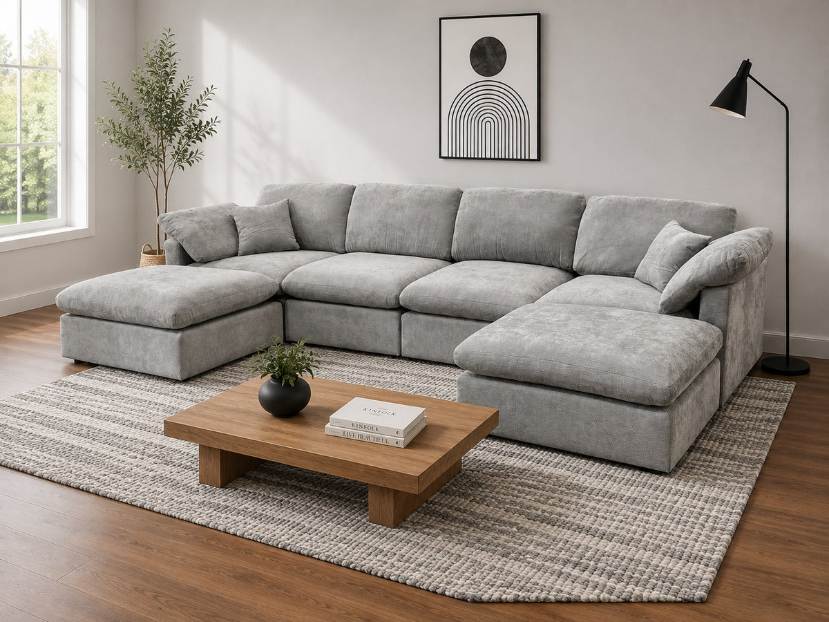 Nest | Light Grey | Sofa | 4pc + 2 Ottoman