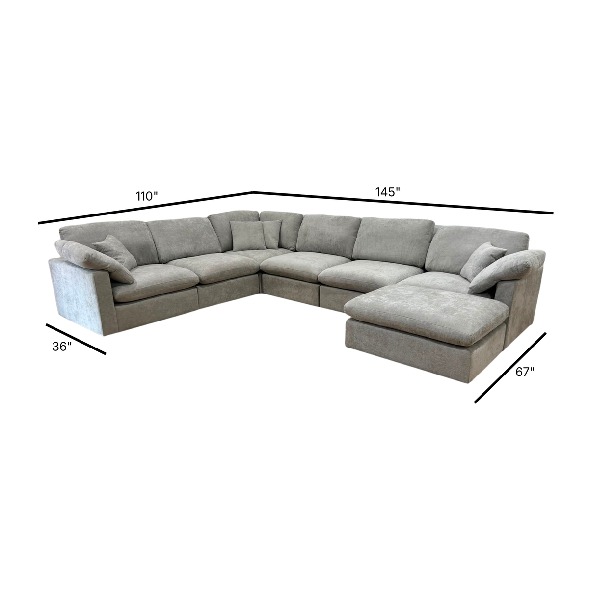 Nest | Light Grey | Corner Sectional | 6pc Corner + Ottoman