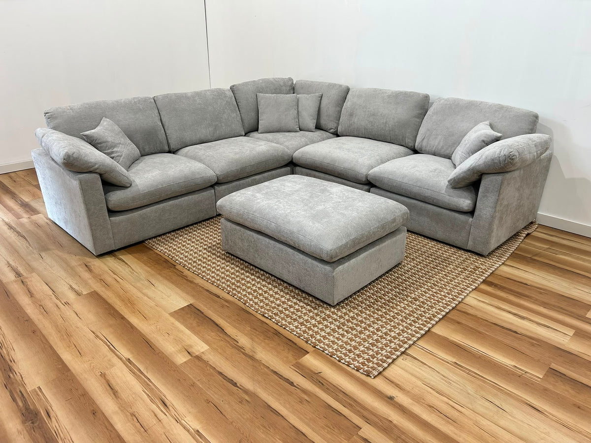 Nest | Light Grey | Corner Sectional | 5pc Corner + Ottoman