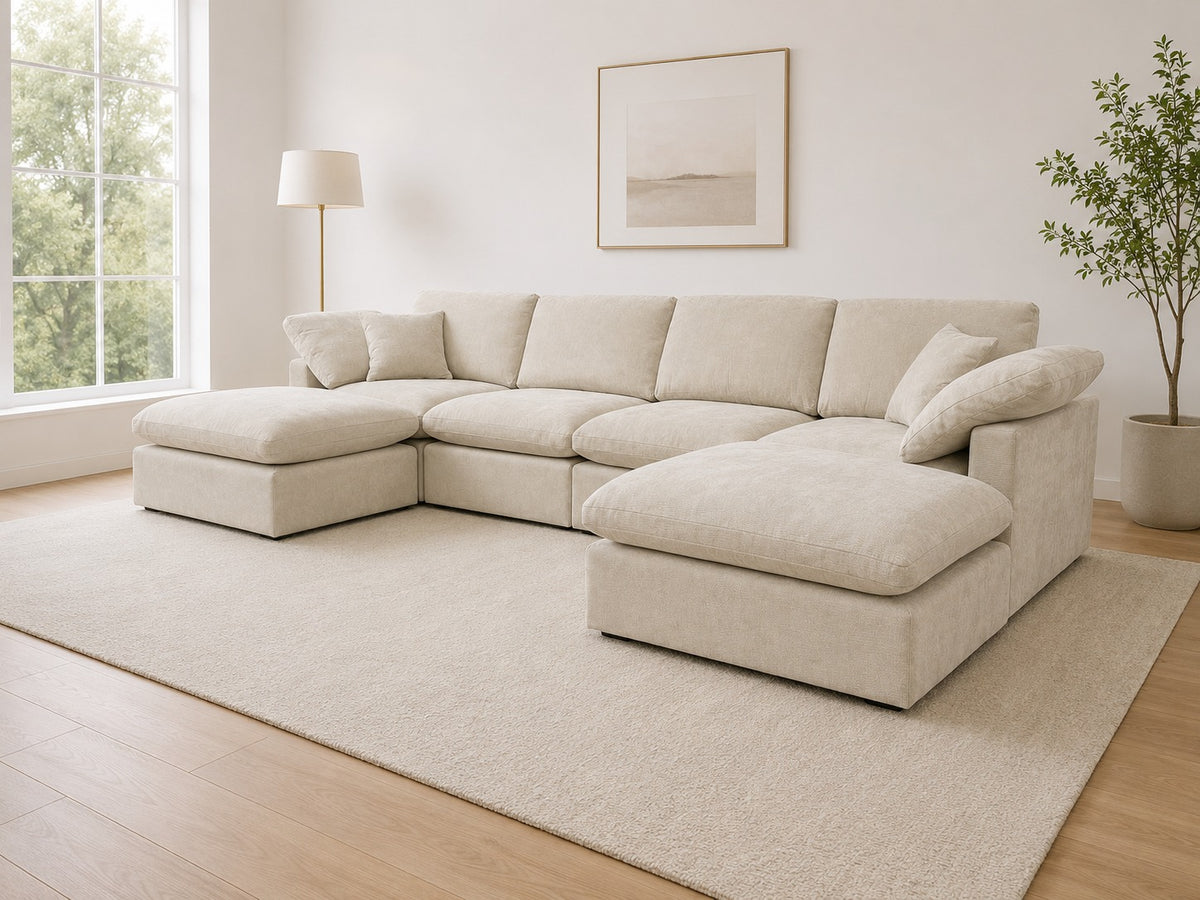 Nest | Cream | Sofa | 4pc + 2 Ottoman