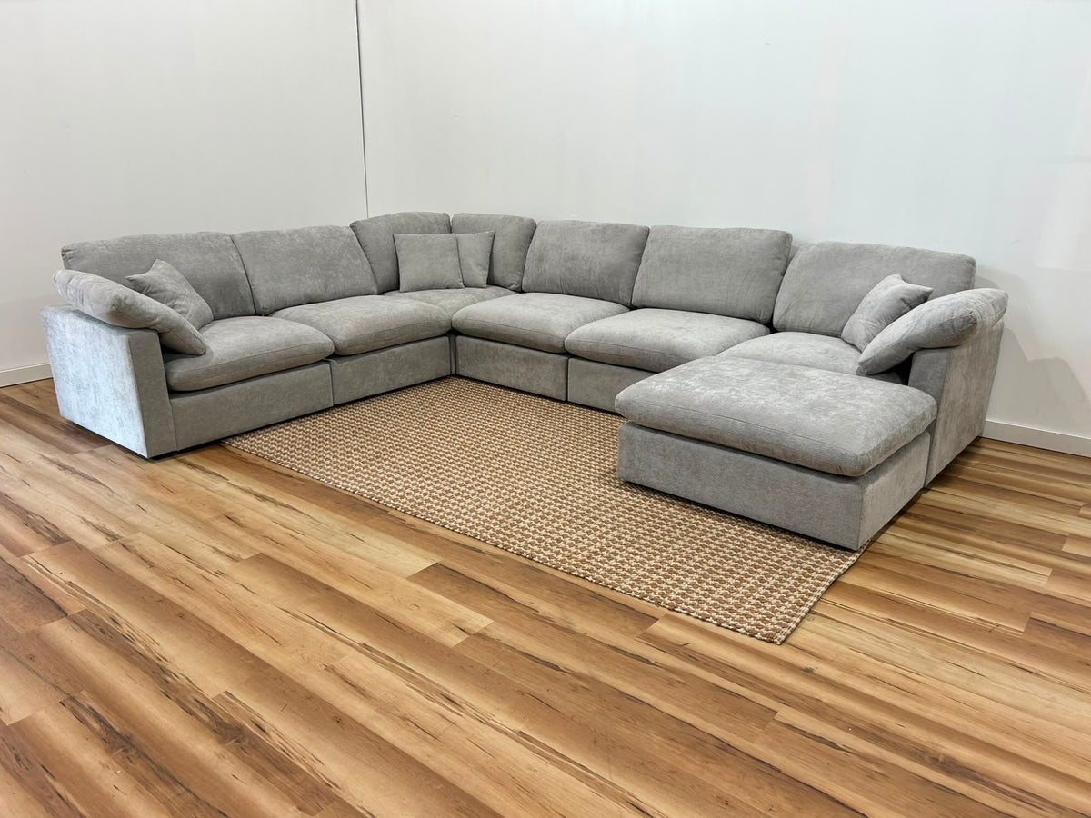 Nest | Light Grey | Corner Sectional | 6pc Corner + Ottoman