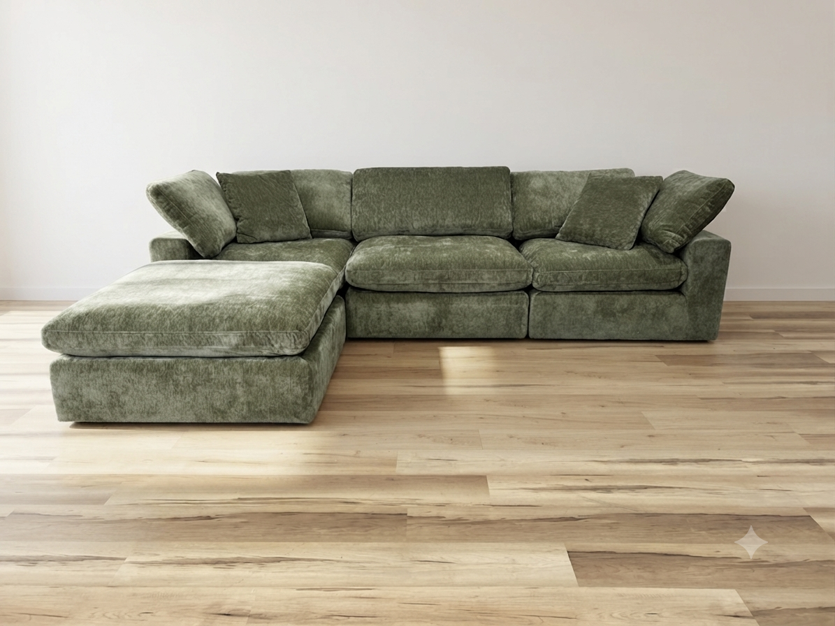 Snug Modular Sofa - Green - 3pc + Ottoman