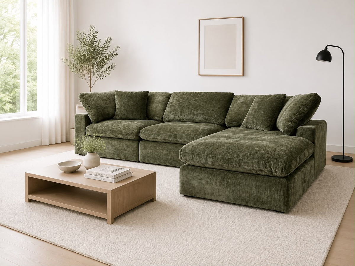 Snug Modular Sofa - Green - 3pc + Ottoman