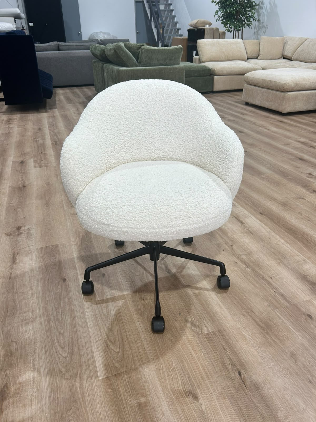 White Boucle Office Chair
