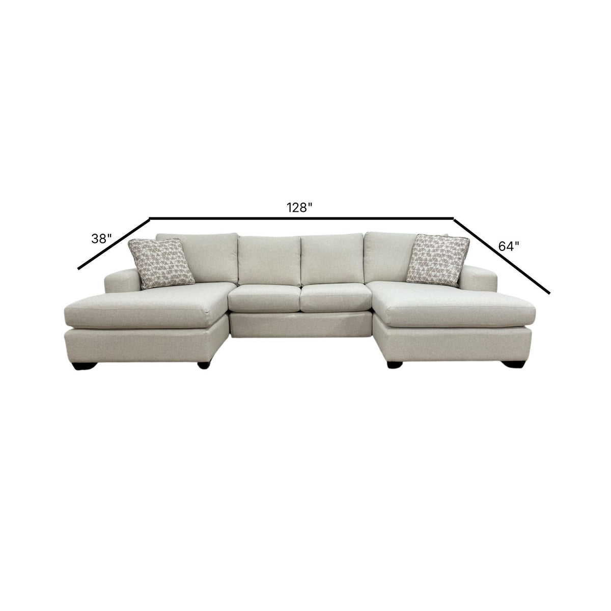 Stylus Cannon Double Chaise Sectional Sofa 128”