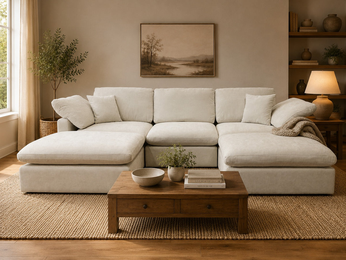 Nest | Cream | Sofa | 3pc + 2 Ottoman