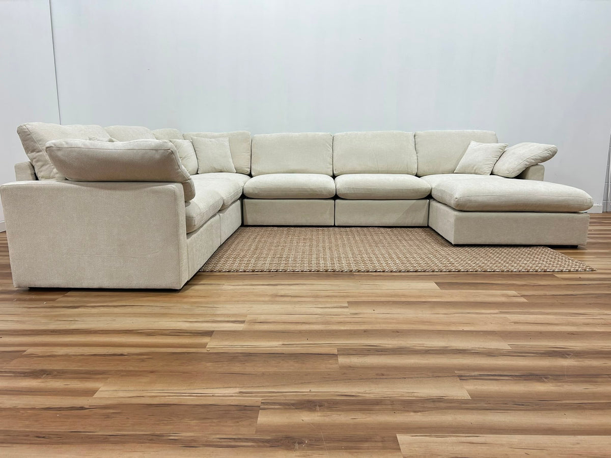 Nest | Cream | Corner Sectional | 6pc Corner + Ottoman