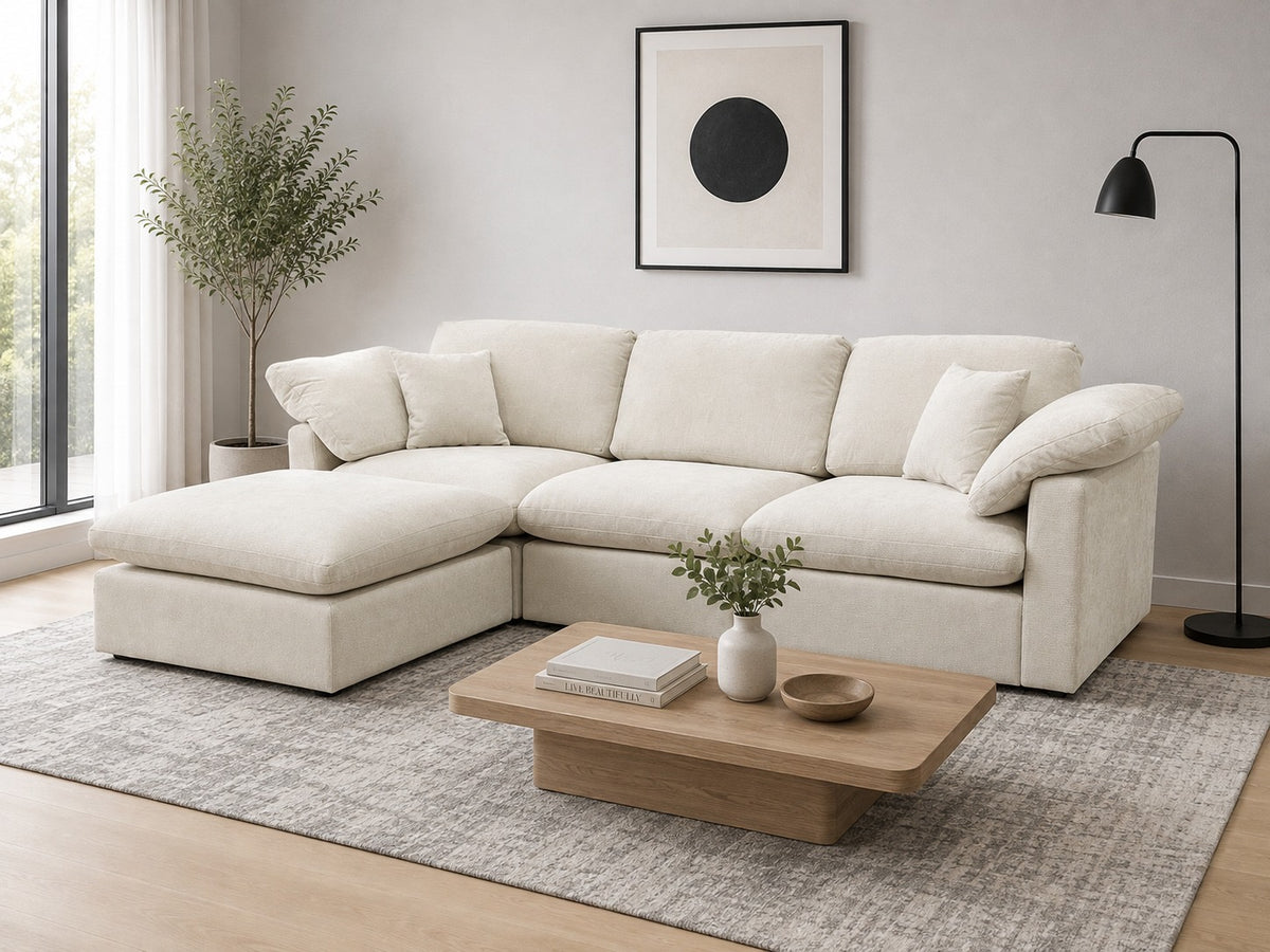Nest | Cream | Sofa | 3pc + Ottoman