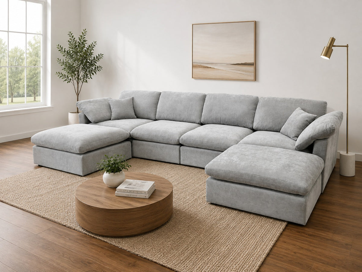 Nest | Light Grey | Sofa | 4pc + 2 Ottoman