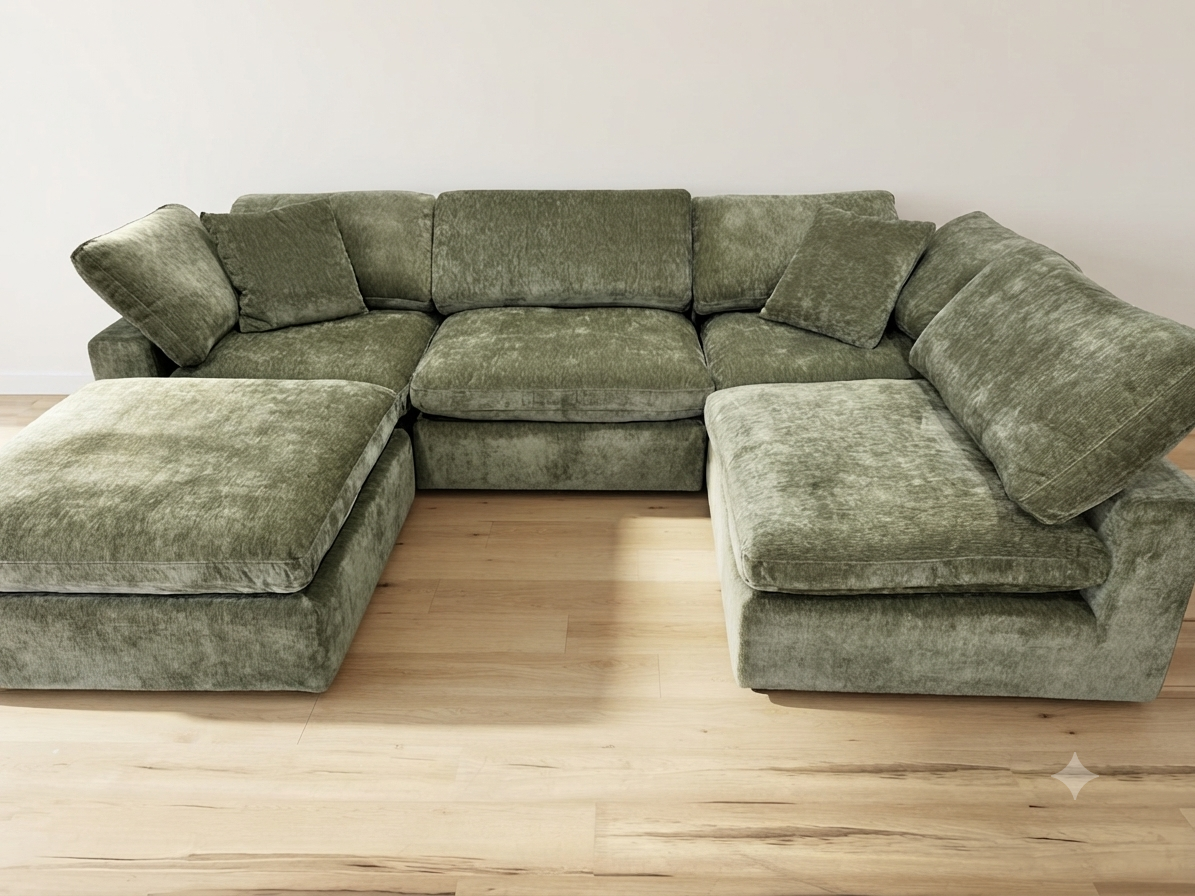 Snug Modular Sofa - Green - 4pc + Ottoman