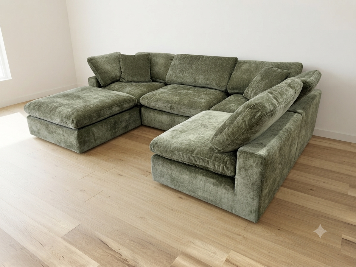 Snug Modular Sofa - Green - 4pc + Ottoman