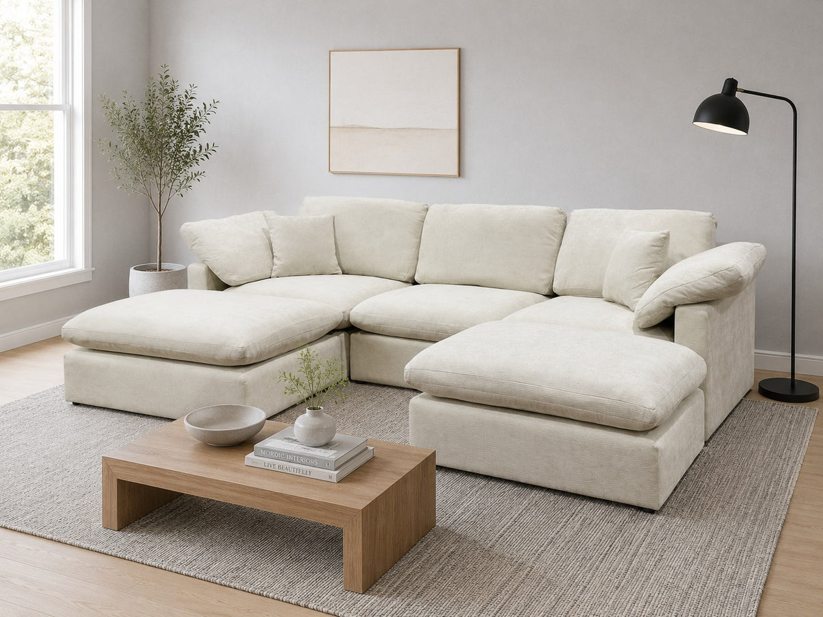 Nest | Cream | Sofa | 3pc + 2 Ottoman