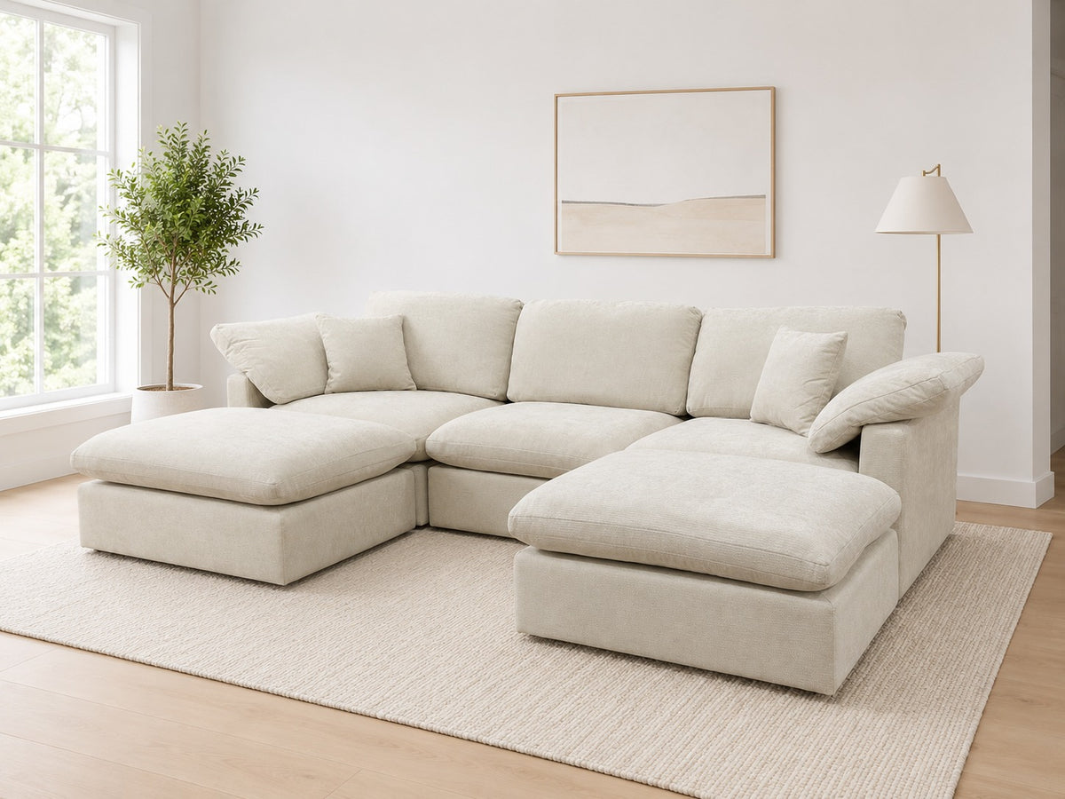 Nest | Cream | Sofa | 3pc + 2 Ottoman