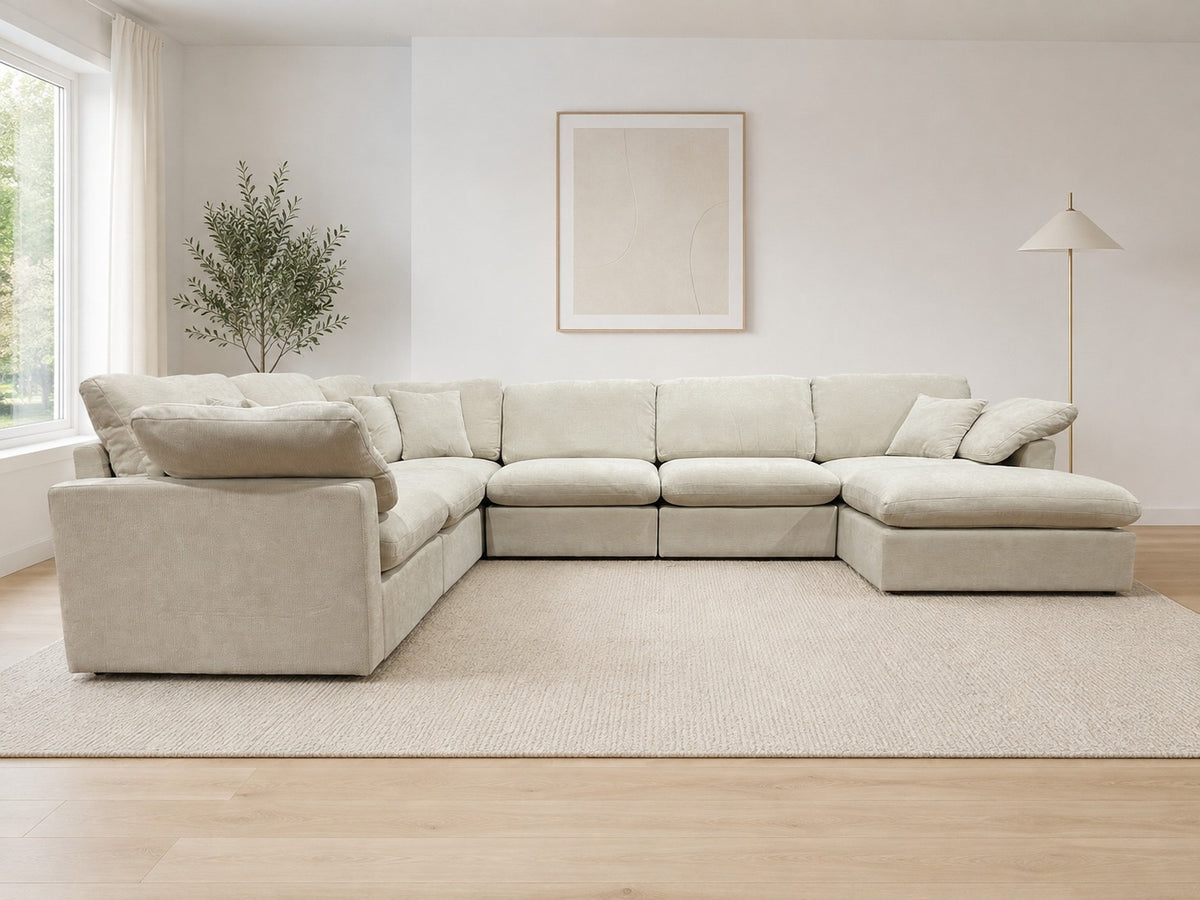 Nest | Cream | Corner Sectional | 6pc Corner + Ottoman