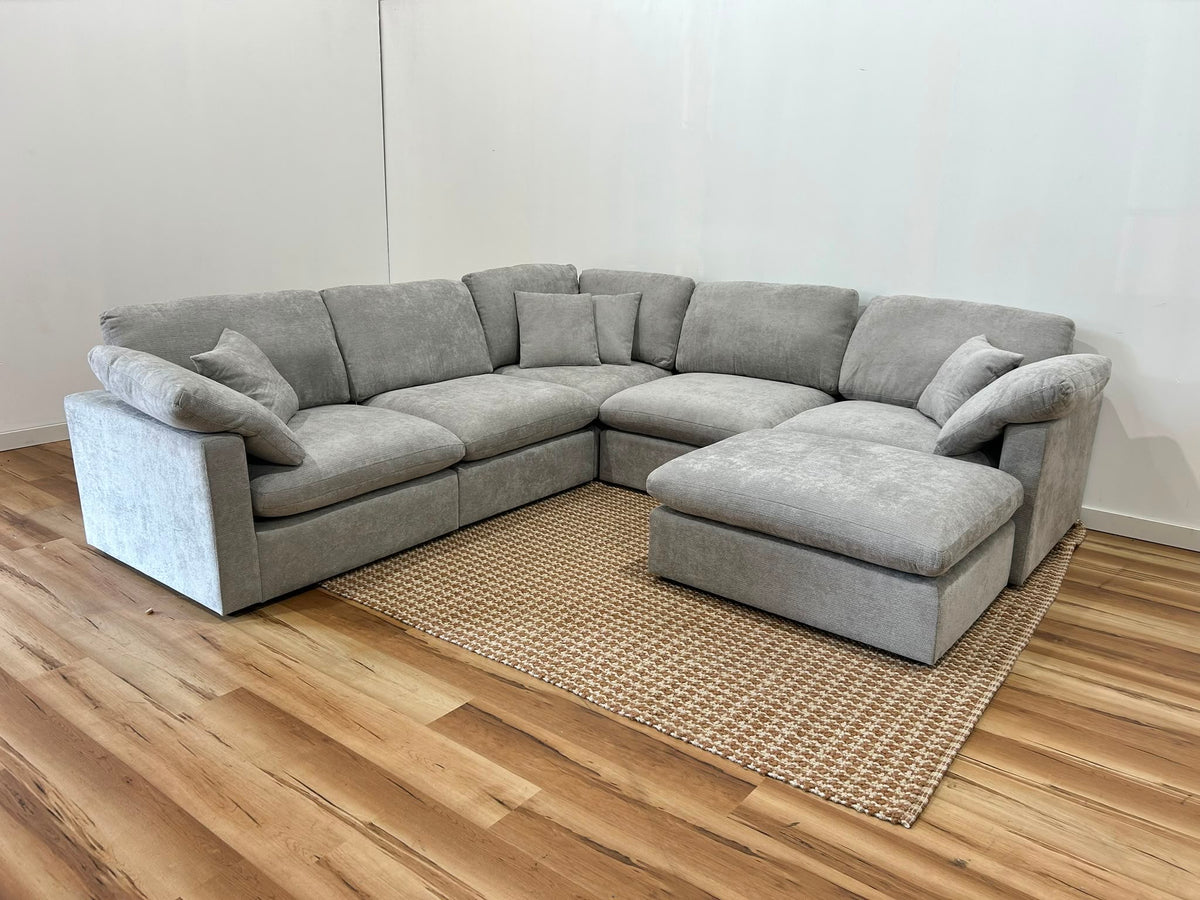 Nest | Light Grey | Corner Sectional | 5pc Corner + Ottoman