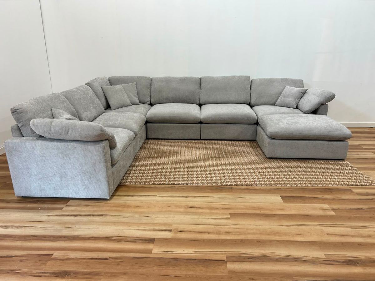 Nest | Light Grey | Corner Sectional | 6pc Corner + Ottoman
