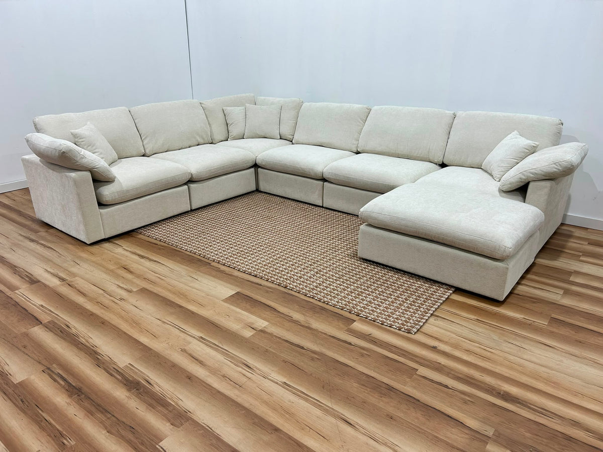 Nest | Cream | Corner Sectional | 6pc Corner + Ottoman