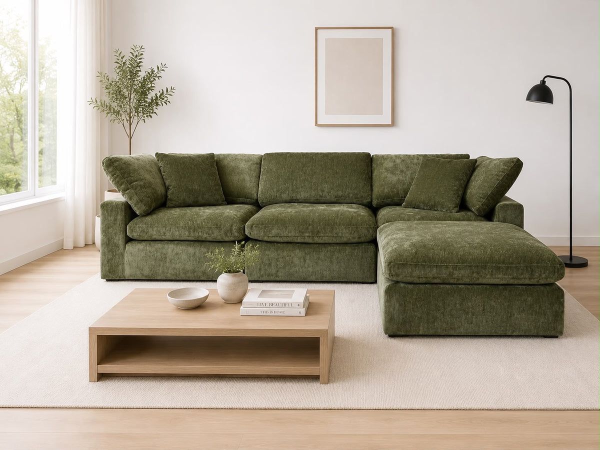 Snug Modular Sofa - Green - 3pc + Ottoman