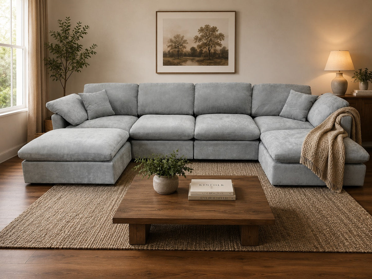 Nest | Light Grey | Sofa | 4pc + 2 Ottoman