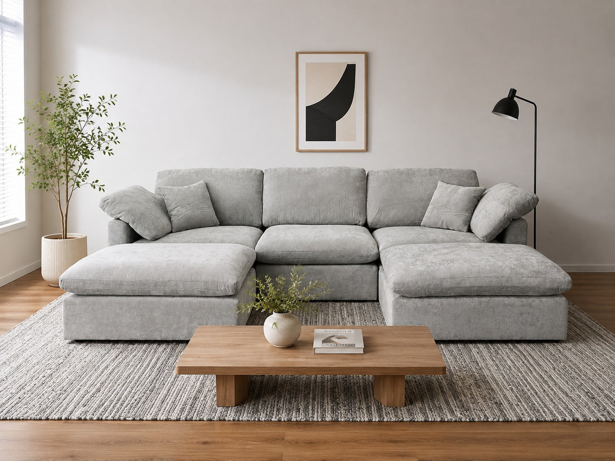 Nest | Light Grey | Sofa | 3pc + 2 Ottoman