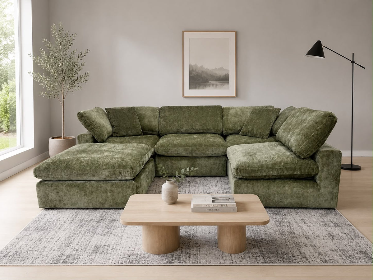 Snug Modular Sofa - Green - 4pc + Ottoman