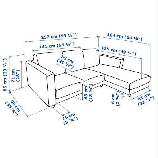 Ikea Finnala Reversible Sectional Sofa 99”