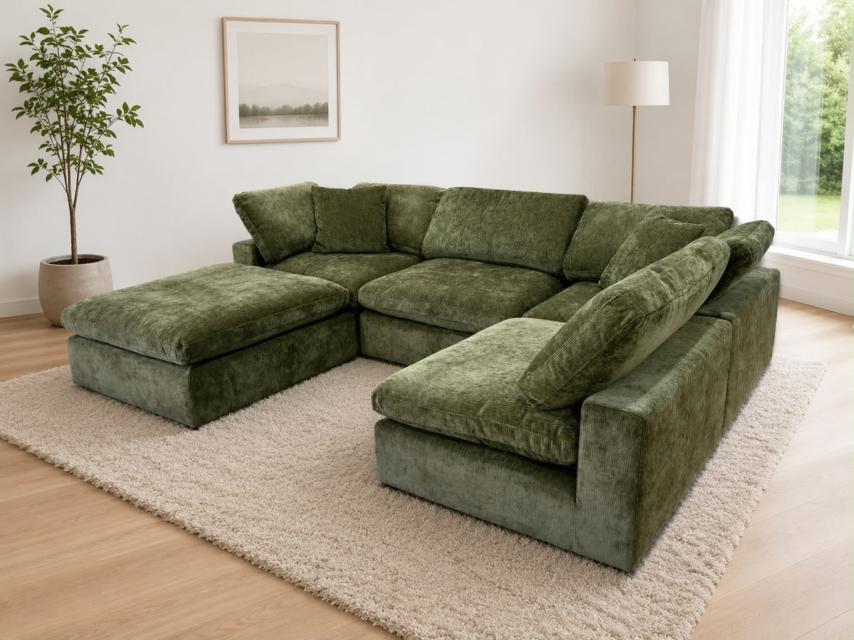 Snug Modular Sofa - Green - 4pc + Ottoman