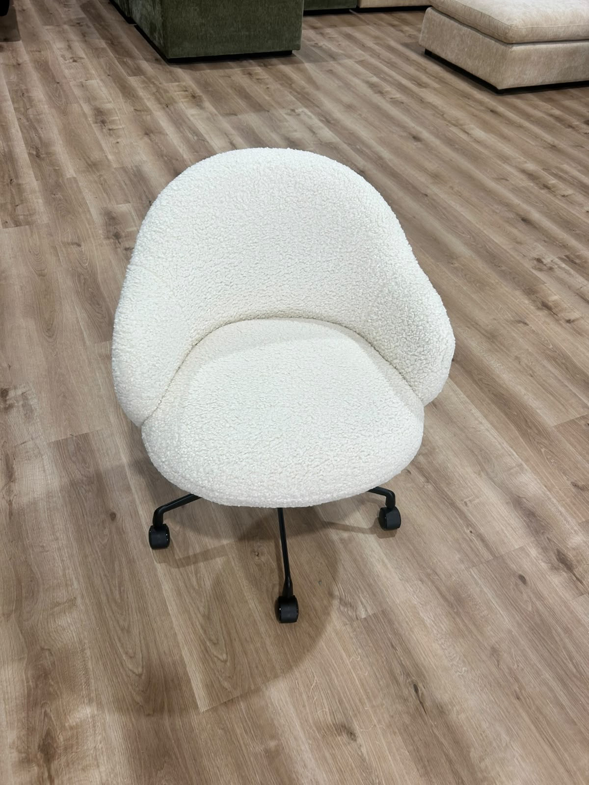 White Boucle Office Chair