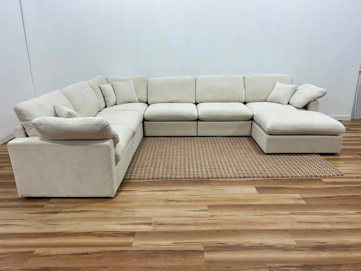 Nest | Cream | Corner Sectional | 6pc Corner + Ottoman