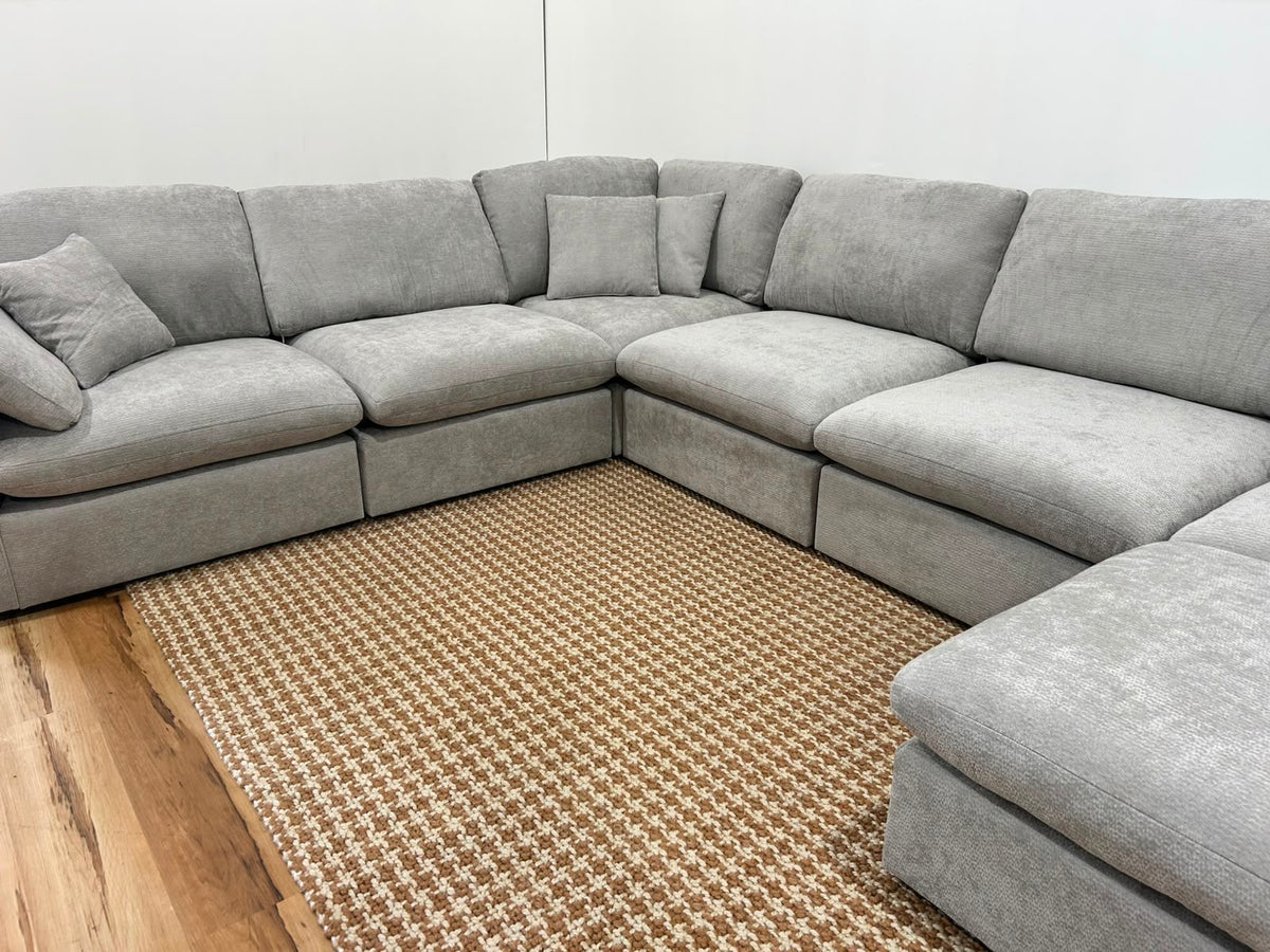 Nest | Light Grey | Corner Sectional | 6pc Corner + Ottoman