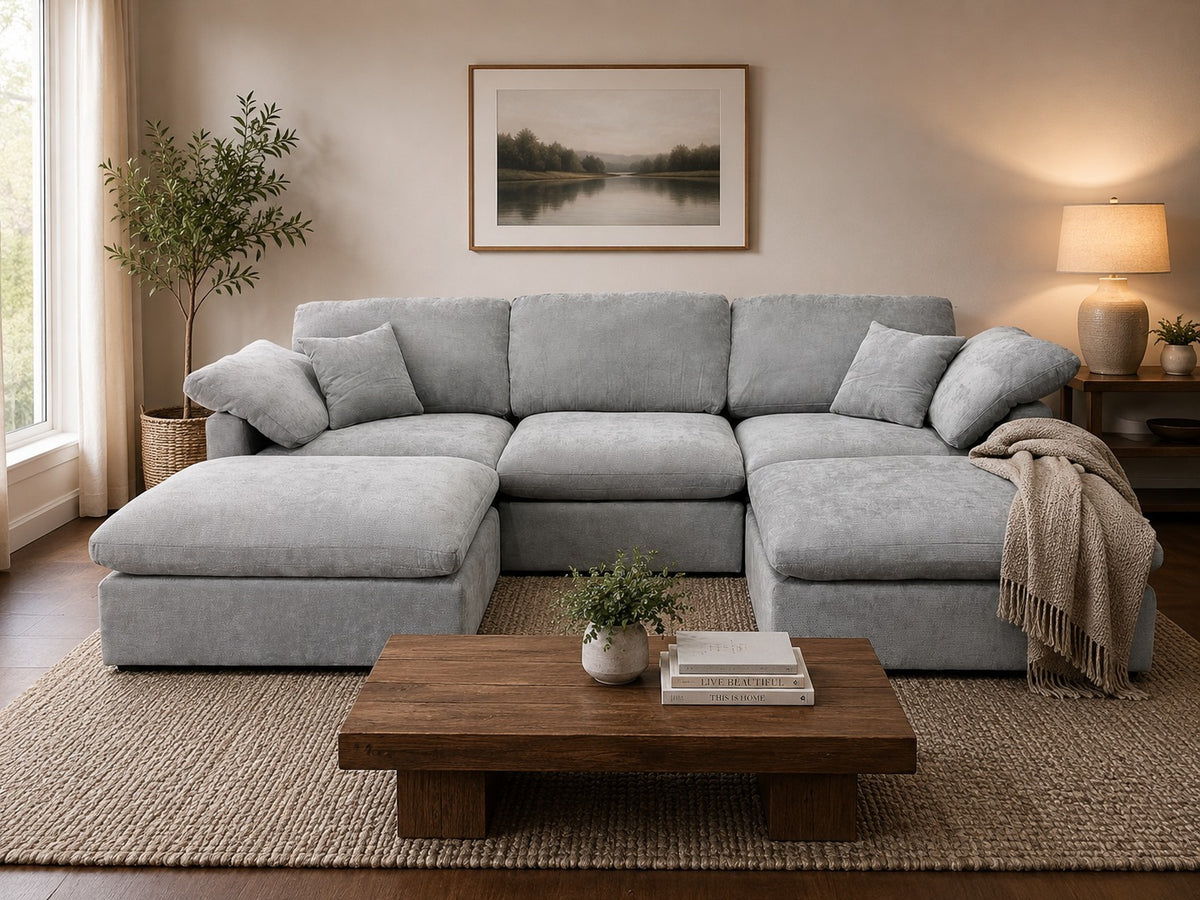 Nest | Light Grey | Sofa | 3pc + 2 Ottoman