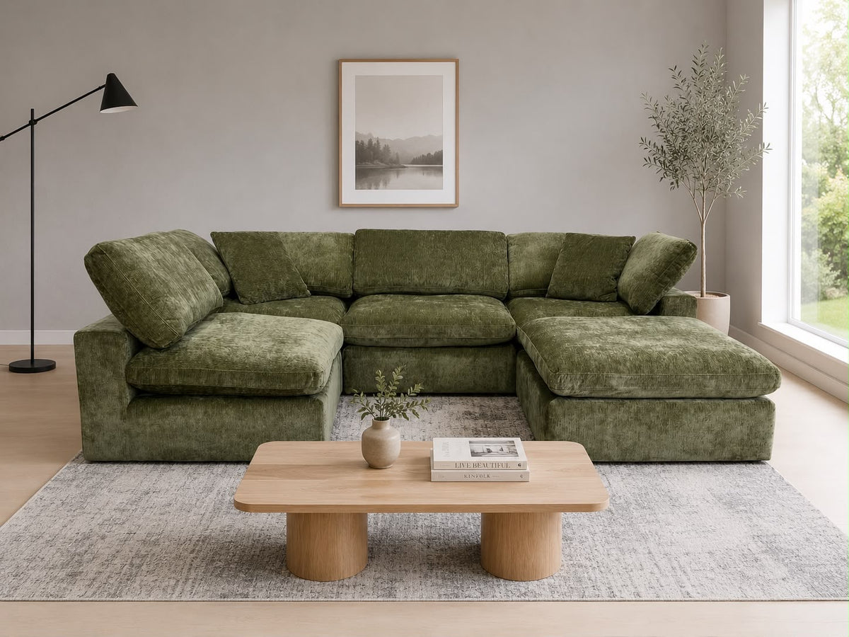 Snug Modular Sofa - Green - 4pc + Ottoman