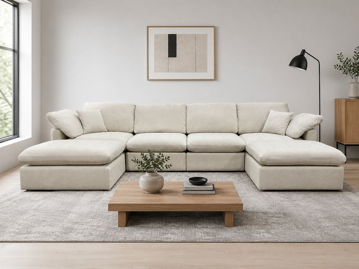 Nest | Cream | Sofa | 4pc + 2 Ottoman