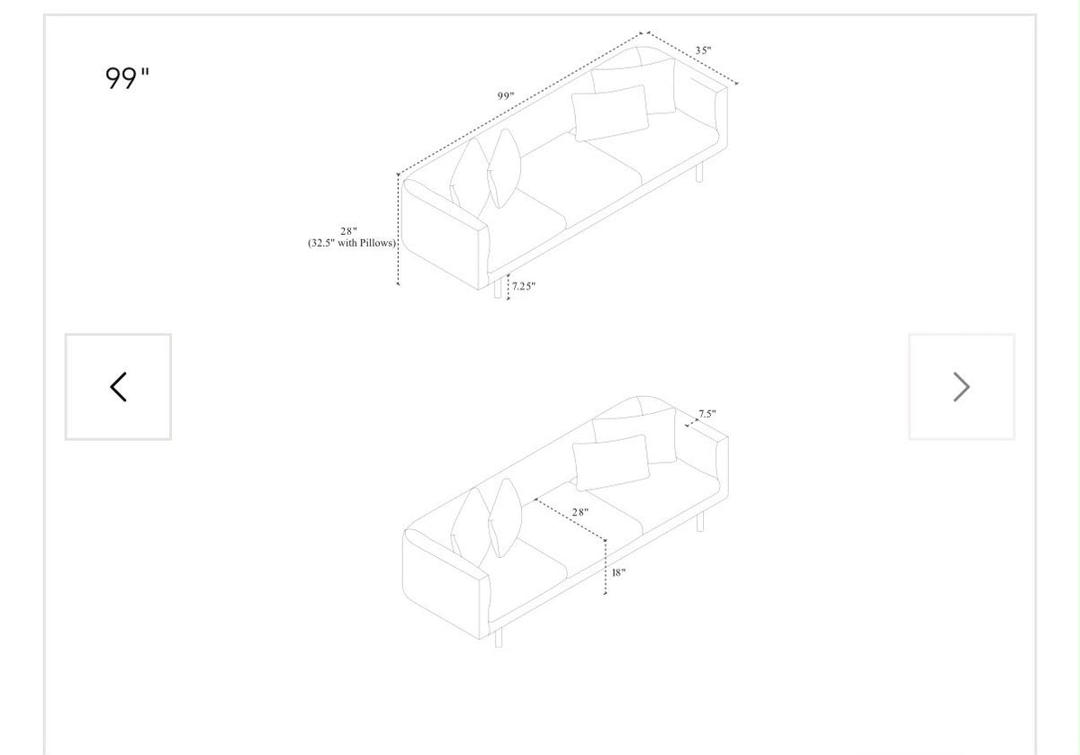 EQ3 Replay 3 Seater Sofa 99”