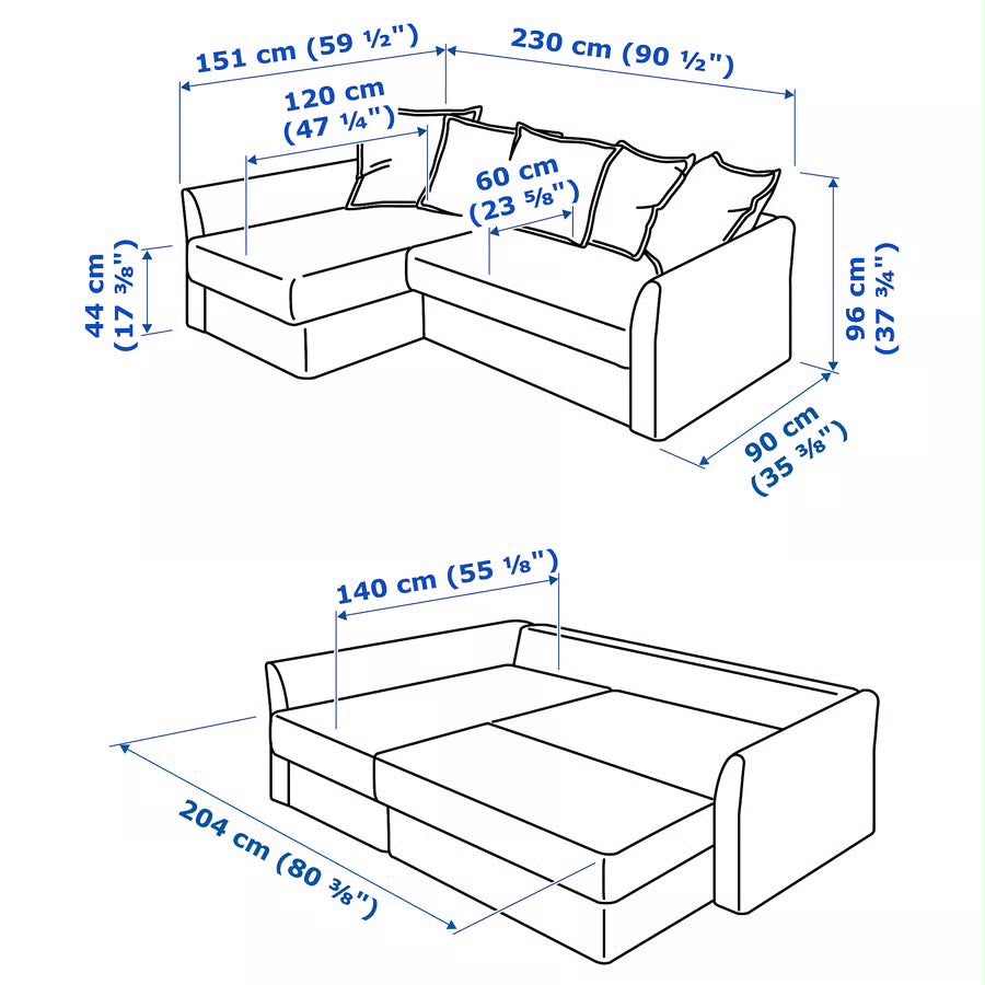 Ikea Holmsund Reversible Sofabed 90”