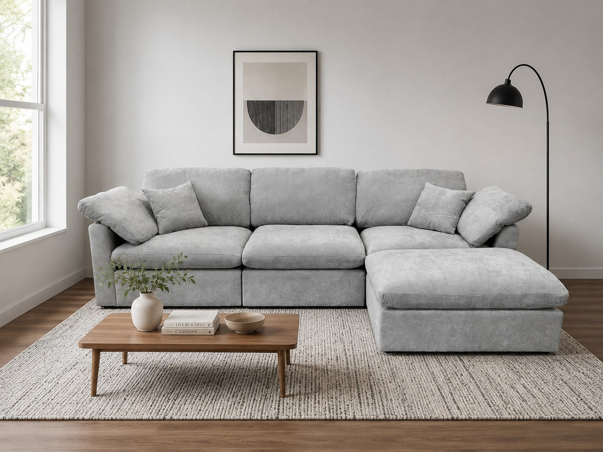 Nest | Light Grey | Sofa | 3pc + Ottoman