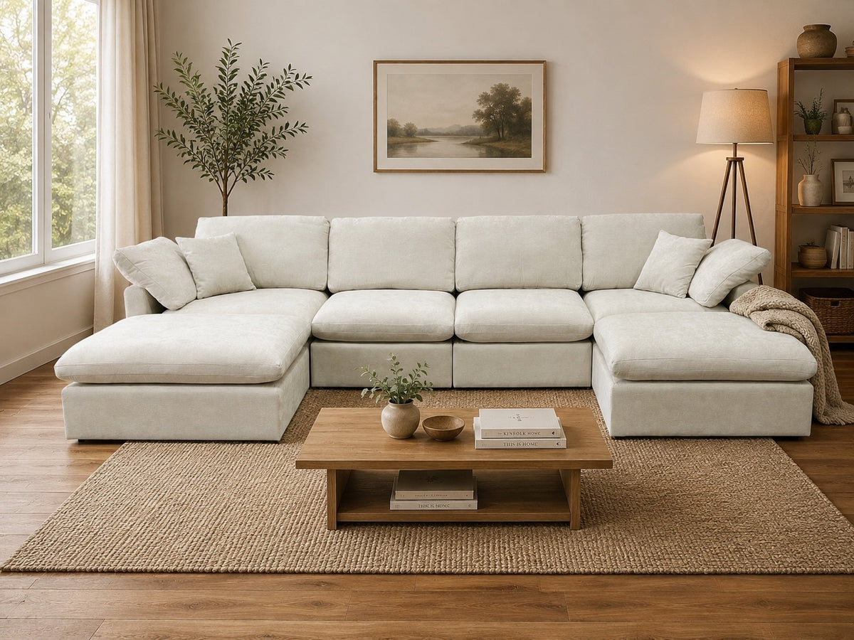 Nest | Cream | Sofa | 4pc + 2 Ottoman