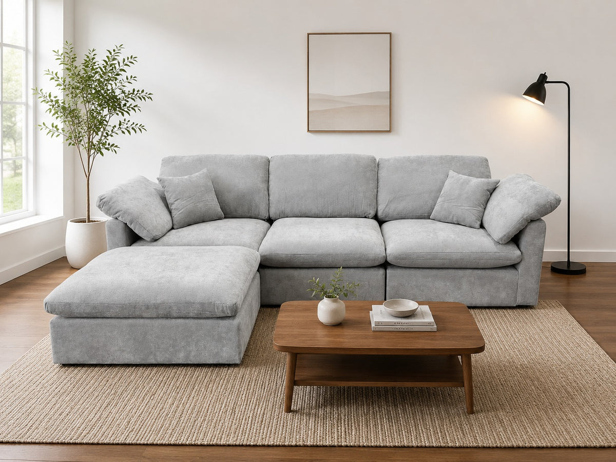 Nest | Light Grey | Sofa | 3pc + Ottoman