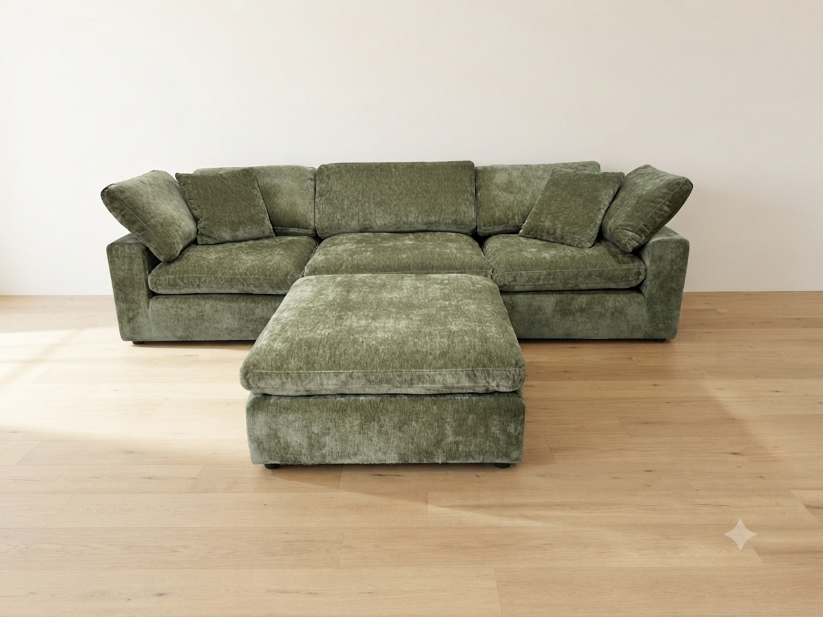 Snug Modular Sofa - Green - 3pc + Ottoman