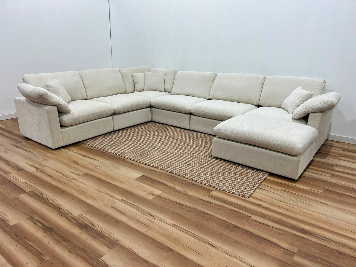 Nest | Cream | Corner Sectional | 6pc Corner + Ottoman